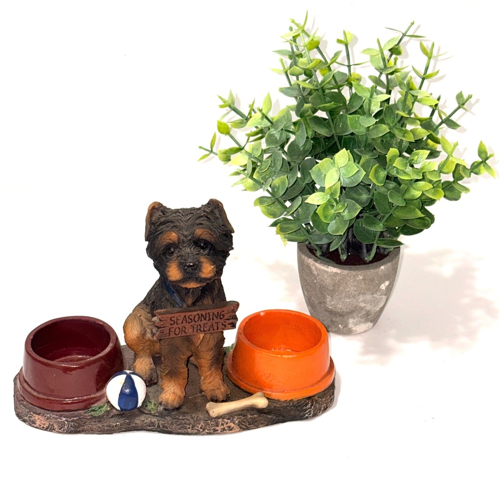 DWK 2012 Yorkie Dog Seasoning For Treats Salt and Pepper Shaker Holder Figurine